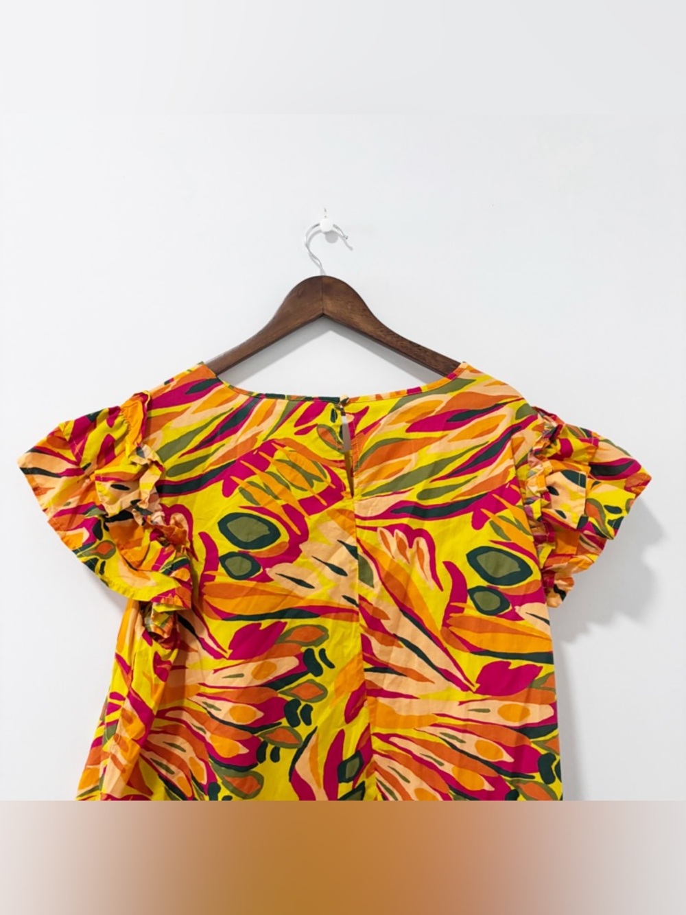 Terra & Sky Tropical Floral Flutter Ruffle Cap Sleeve Blouse Womens Size 1X Art - Picture 4 of 14